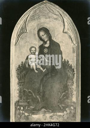 Madonna avec enfant, peinture de l'artiste italien Gentile da Fabriano, Pérouse, Italie 1930s Banque D'Images