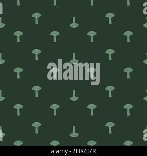 Petites silhouettes de champignons mignons motif sans couture dessiné à la main.Arrière-plan vert foncé.Impression simple.Motif graphique pour l'emballage du papier et de la fab Illustration de Vecteur