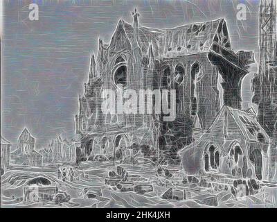 Inspiré par le transept de la cathédrale de Soissons, Joseph Pennell, cuisine américaine, 1860-1926, Aquarelle, 8 1/2 x 11 po, 21,6 x 27,9 cm, bombardement, bâtiments, cathédrale, grotte, Destruction, Nord de la France, Picardie, ruines, guerre, Aquarelle, revisitée par Artotop. L'art classique réinventé avec une touche moderne. Conception de lumière chaleureuse et gaie, de luminosité et de rayonnement de lumière. La photographie s'inspire du surréalisme et du futurisme, embrassant l'énergie dynamique de la technologie moderne, du mouvement, de la vitesse et révolutionne la culture Banque D'Images