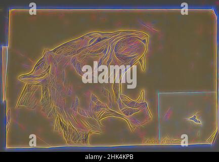 Inspiré par le chef de Roaring Lion, Recto et Bison, verso, Philip H. Wolfrom, américain, 1870-1904, Graphite et charbon sur papier, s.d., feuille: 9 7/8 x 15 po., 25,1 x 38,1 cm, animal, dessin, réimaginé par Artotop. L'art classique réinventé avec une touche moderne. Conception de lumière chaleureuse et gaie, de luminosité et de rayonnement de lumière. La photographie s'inspire du surréalisme et du futurisme, embrassant l'énergie dynamique de la technologie moderne, du mouvement, de la vitesse et révolutionne la culture Banque D'Images