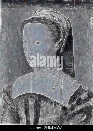 Inspiré par Portrait de Mlle. De Cosse, Corneille de Lyon, Néerlandais, 1500/10-1575, active en France, Tempéra sur panneau, Fin 1540s-1560s, 6 1/2 x 5 1/8 po., 16,5 x 13,0 cm, repensé par Artotop. L'art classique réinventé avec une touche moderne. Conception de lumière chaleureuse et gaie, de luminosité et de rayonnement de lumière. La photographie s'inspire du surréalisme et du futurisme, embrassant l'énergie dynamique de la technologie moderne, du mouvement, de la vitesse et révolutionne la culture Banque D'Images