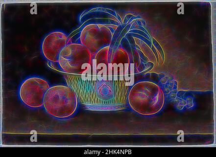 Inspiré par Still Life with Peaches, Raphaël Peale, cuisine américaine, 1774-1825, huile à panneaux, 1821, 12 13/16 x 19 5/16 po, 32,5 x 49 cm, 1821, 19th Century, American, American, American Painting, Appétit, bol, manger, nourriture, nourriture et boissons, Fruie, fruits, coupe de fruits, gourmet, raisins, Vie, nature morte, huile, huile, réimaginé par Artotop. L'art classique réinventé avec une touche moderne. Conception de lumière chaleureuse et gaie, de luminosité et de rayonnement de lumière. La photographie s'inspire du surréalisme et du futurisme, embrassant l'énergie dynamique de la technologie moderne, du mouvement, de la vitesse et révolutionne la culture Banque D'Images