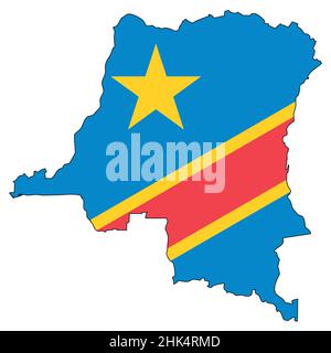 Congo carte de la République démocratique du Congo avec drapeau, contour d'un état avec drapeau national Illustration de Vecteur