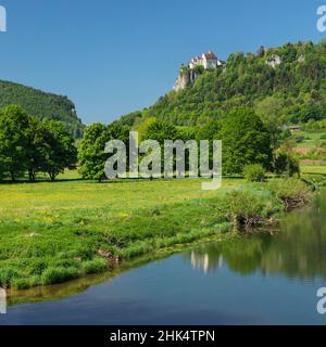 Schloss Werenwag, Hausen an der Donau, Parc naturel du Haut Danube, Vallée du Danube, Alpes souabes, Bade-Wurtemberg, Allemagne,Europe Banque D'Images