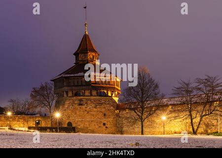 Tour de Dicker Turm au château, Esslingen am Neckar, Bade-Wurtemberg, Allemagne, Europe Banque D'Images