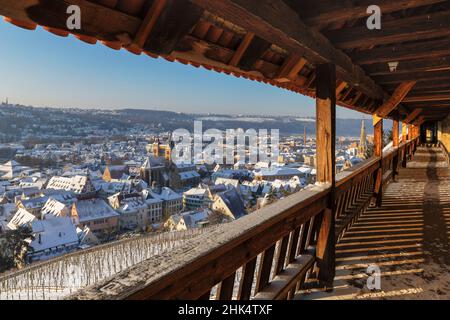 Vue du château à la vieille ville d'Esslingen, Bade-Wurtemberg, Allemagne, Europe Banque D'Images