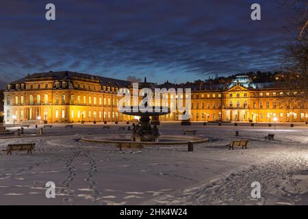 Nouveau château sur la place Schlossplatz, Stuttgart, Neckar Valley, Bade-Wurtemberg, Allemagne,Europe Banque D'Images