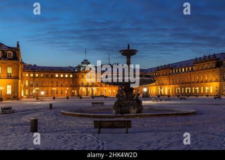 Nouveau château sur la place Schlossplatz, Stuttgart, Neckar Valley, Bade-Wurtemberg, Allemagne,Europe Banque D'Images