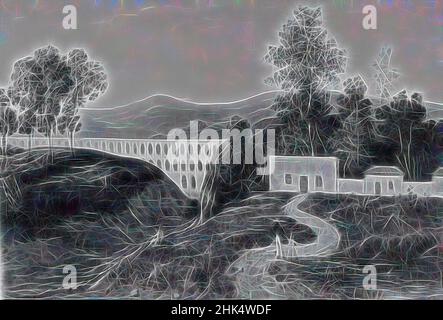 Inspiré par le paysage montrant l'aqueduc de 'El Sitio', huile sur toile, Mexique, 1865-1867, encadré: 36 x 47 1/2 po, 91,4 x 120,7 cm, 1865 - 1867, 19th siècle, aqueduc, bâtiments, el Sitio, clôture, encadrée, maisons, paysage, Peinture mexicaine, Mexique, huile, huile sur toile, peinture, Chemin, route, ciel, repensé par Artotop. L'art classique réinventé avec une touche moderne. Conception de lumière chaleureuse et gaie, de luminosité et de rayonnement de lumière. La photographie s'inspire du surréalisme et du futurisme, embrassant l'énergie dynamique de la technologie moderne, du mouvement, de la vitesse et révolutionne la culture Banque D'Images