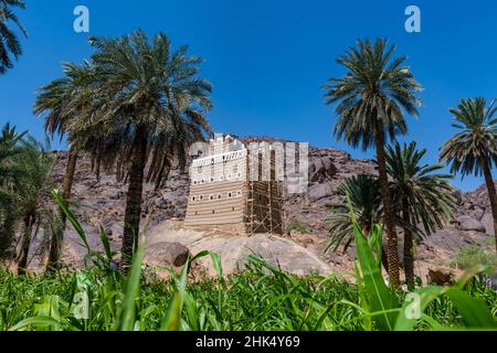 Ancienne maison fortifiée faite de boue, Najran, Royaume d'Arabie Saoudite, Moyen-Orient Banque D'Images