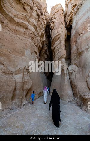 Entrée à la montagne Al Qarah, oasis Al Ahsa (Al Hasa), site classé au patrimoine mondial de l'UNESCO, Hofuf, Royaume d'Arabie Saoudite, Moyen-Orient Banque D'Images