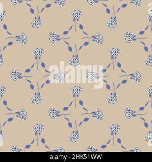 Motif géométrique sans couture avec fleurs d'hortensia bleues.Fond beige pastel.Illustration vectorielle pour les imprimés textiles de saison, fabri Illustration de Vecteur