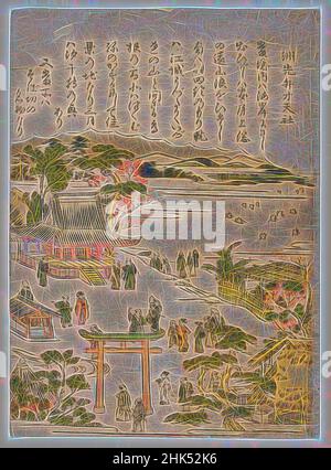 Inspiré par le sanctuaire Susaki Benten, tiré d'une série sans titre de vues célèbres sur Edo, Kitao Shigemasa, japonais, 1739-1820, impression de blocs de bois couleur sur papier, Japon, ca. 1770, période Edo, 8 1/2 x 6 1/8 po., 21,6 x 15,5 cm, vie quotidienne, période edo, japon, japonais, Meisho-e, gens, ville, village, réimaginé par Artotop. L'art classique réinventé avec une touche moderne. Conception de lumière chaleureuse et gaie, de luminosité et de rayonnement de lumière. La photographie s'inspire du surréalisme et du futurisme, embrassant l'énergie dynamique de la technologie moderne, du mouvement, de la vitesse et révolutionne la culture Banque D'Images