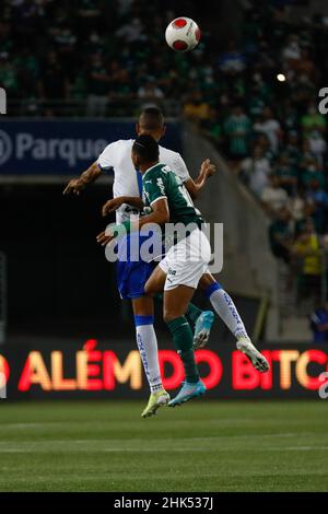 Sao Paulo, Brésil.01st févr. 2022.Sao Paulo, Brésil, 1st février 2022 action lors du match de football Campeonato Paulista entre Palmeiras et Agua Santa au stade Allianz Parque de Sao Paulo, Brésil.Le jeu s'est terminé par un tirage de 0-0. Entre Palmeiras v Sao Paulo à l'arène Barueri à Sao Paulo Ricardo Moreira/SPP crédit: SPP Sport Press photo./Alamy Live News Banque D'Images