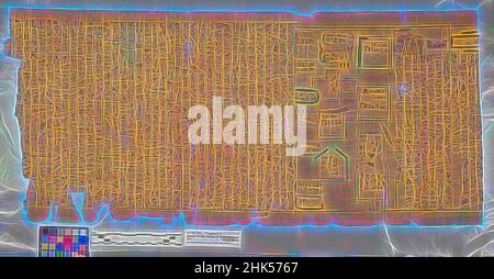 Inspiré par le livre des morts de l'ouvrier aurifère d'Amun, Sobekmose, Papyrus, encre, pigment, env. 1500-1480 B.C. E., première dynastie 18, Nouveau Royaume, 14 x 293 po., 35,6 x 744,2 cm, Livre des morts, dynastie 18, Égypte, papyri, papyrus, XVIII Dynasty, réimaginé par Artotop. L'art classique réinventé avec une touche moderne. Conception de lumière chaleureuse et gaie, de luminosité et de rayonnement de lumière. La photographie s'inspire du surréalisme et du futurisme, embrassant l'énergie dynamique de la technologie moderne, du mouvement, de la vitesse et révolutionne la culture Banque D'Images