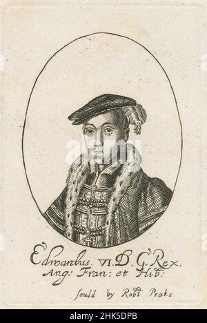 Gravure antique du début du 19th siècle après Robert Peake (v.1607-1667) d'Edward VIEdward VI (1537-1553) fut roi d'Angleterre et d'Irlande du 28 janvier 1547 jusqu'à sa mort en 1553.SOURCE : GRAVURE ORIGINALE Banque D'Images