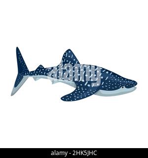 Requin-baleine isolé sur fond blanc.Personnage de dessin animé de l'océan pour les enfants.Imprimé simple avec un mammifère marin.Conception à toutes fins.Vecteur il Illustration de Vecteur