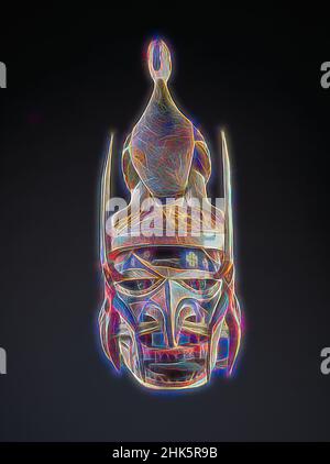 Inspiré par le masque malagan avec oiseau sur la tête, nord de la Nouvelle-Irlande, nord de la Nouvelle-Irlande, fin 19th au début du 20th siècle, bois, peintures indigènes, ocre rouge, toile d'écorce, Noix de coco et autres fibres, rotin, et coquille, province de Nouvelle-Irlande, Mélanésie, Papouasie-Nouvelle-Guinée, Océanie, Costume et vêtements, repensé par Artotop. L'art classique réinventé avec une touche moderne. Conception de lumière chaleureuse et gaie, de luminosité et de rayonnement de lumière. La photographie s'inspire du surréalisme et du futurisme, embrassant l'énergie dynamique de la technologie moderne, du mouvement, de la vitesse et révolutionne la culture Banque D'Images