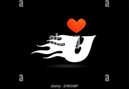 Logo en forme de lettre U à motif icône.Modèle créatif pour les affaires avec amour coeur flammes Illustration de Vecteur