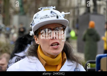 Londres, Royaume-Uni.Des manifestants anti-VAX se sont rassemblés sur la place du Parlement, en face des chambres du Parlement. Banque D'Images