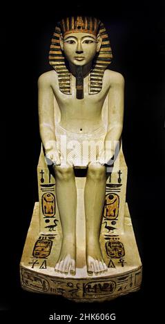 Statue égyptienne d'Amenhoptep I, calcaire, Nouveau Royaume, 19th dynastie, 1292-1190 av. J.-C., Deir el-Medina. Égypte (Museo Egizio di Torino Italie) Banque D'Images