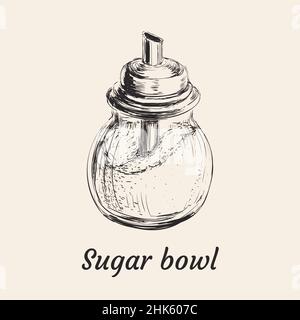 Illustration du vecteur dessinés à la main dans un bol à sucre Illustration de Vecteur