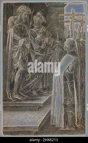 Inspiré par Ecce Homo, de la série "la passion gravée", Albrecht Dürer, allemand, 1471–1528, 1512, Gravure, faite à Nuremberg, Bavière, Allemagne, Europe, Tirages, image : 4 9/16 x 2 15/16 cm (11,6 x 7,4 cm, repensé par Artotop. L'art classique réinventé avec une touche moderne. Conception de lumière chaleureuse et gaie, de luminosité et de rayonnement de lumière. La photographie s'inspire du surréalisme et du futurisme, embrassant l'énergie dynamique de la technologie moderne, du mouvement, de la vitesse et révolutionne la culture Banque D'Images