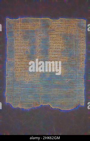 Inspiré par Papyrus fragment, Egyptien, période romaine, 30 BC–395 AD, fin 1st ou début à mi-2nd siècle, encre sur papyrus, Oxyrhynchus, gouvernorat d'Al Minya, Égypte, Afrique, Livres et manuscrits, 7 3/8 x 6 1/2 cm (18,7 x 16,5 cm, repensé par Artotop. L'art classique réinventé avec une touche moderne. Conception de lumière chaleureuse et gaie, de luminosité et de rayonnement de lumière. La photographie s'inspire du surréalisme et du futurisme, embrassant l'énergie dynamique de la technologie moderne, du mouvement, de la vitesse et révolutionne la culture Banque D'Images