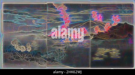 Inspiré par notre armée attaque le campement chinois à Pyeongyang, Kobayashi Kiyochika, 1847–1915, période Meiji, 1868–1912, Matsuki Heikichi V, japonais, 1872–1931, 1894, Triptych of color woodblock prints, Made in Tokyo, Japon, Asie, Prints, triptyque tel que monté : 14 5/8 x 28 3/4 pouces (37,1 x 73 cm, repensé par Artotop. L'art classique réinventé avec une touche moderne. Conception de lumière chaleureuse et gaie, de luminosité et de rayonnement de lumière. La photographie s'inspire du surréalisme et du futurisme, embrassant l'énergie dynamique de la technologie moderne, du mouvement, de la vitesse et révolutionne la culture Banque D'Images