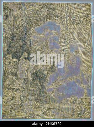 Inspiré par l'élévation de Lazarus, Rembrandt van Rijn, néerlandais, 1606–1669, 1642, Gravure et point sec, fabriqué à Amsterdam, pays-Bas, Europe, estampes, plaque : 5 3/4 x 4 7/16 po. (14,6 x 11,3 cm, repensé par Artotop. L'art classique réinventé avec une touche moderne. Conception de lumière chaleureuse et gaie, de luminosité et de rayonnement de lumière. La photographie s'inspire du surréalisme et du futurisme, embrassant l'énergie dynamique de la technologie moderne, du mouvement, de la vitesse et révolutionne la culture Banque D'Images