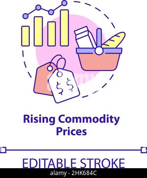 L'icône du concept de la hausse des prix des matières premières Illustration de Vecteur