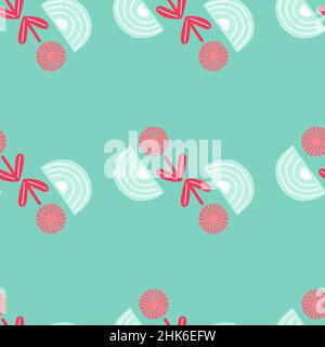 Motif sans couture fleurs abstraites sur fond turquoise.Texture rose minimaliste de plantes pour la conception textile.Modèle géométrique imprimé pour tout pur Illustration de Vecteur