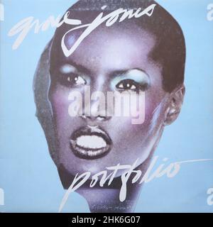 Couverture Vintage vinyle - Grace Jones - Portfolio 00002 Banque D'Images