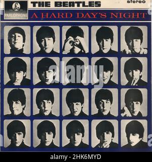 Vintage vinyle record couverture - 1964 - Beatles, The - A Hard Days Night - UK - 1970s issue Banque D'Images