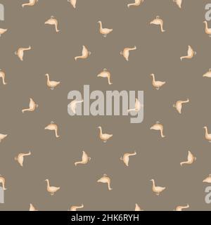 Motif d'oie sans coutures.Animaux domestiques sur fond coloré.Illustration vectorielle pour les imprimés textiles, le tissu, les bannières, les fonds d'écran et les fonds d'écran. Illustration de Vecteur