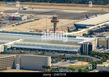 Vue aérienne, Aeropuerto de Palma de Mallorca, aéroport de Palma de Mallorca, Bâtiment de réception, Majorque, Iles Baléares, Espagne,ES, Europe, Airborne em Banque D'Images