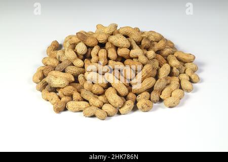 Groupe d'Arachis isolé sur fond blanc. Arachides, arachides séchées, noix de singe sur fond blanc Banque D'Images