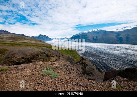 Skaftafellsjoekull, langue du glacier Vatnajoekull, parc national de Skaftafell, Islande Banque D'Images