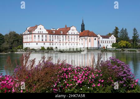 Château de Neuhaus am Inn, vu de Schaerding, château baroque amarré, Neuhaus am Inn, Inn,Innviertel, Basse-Bavière, Bavière, Schaerding, Allemagne Banque D'Images