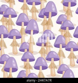Motif sans couture avec champignons sur fond blanc. Joli champignon fée. Illustration vectorielle moderne pour l'emballage, la bannière, la carte, le tissu, autre design Illustration de Vecteur