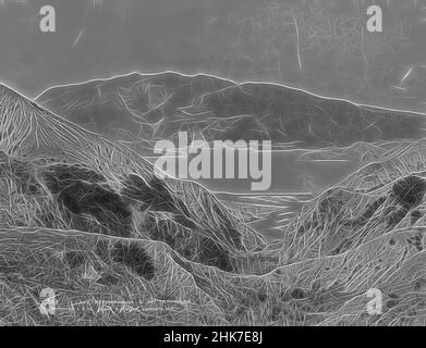 Inspiré par le lac Rotomahana et le mont Tarawera, studio de Muir & Moodie, studio de photographie, vers 1903, Nouvelle-Zélande, photographie en noir et blanc, Repensé par Artotop. L'art classique réinventé avec une touche moderne. Conception de lumière chaleureuse et gaie, de luminosité et de rayonnement de lumière. La photographie s'inspire du surréalisme et du futurisme, embrassant l'énergie dynamique de la technologie moderne, du mouvement, de la vitesse et révolutionne la culture Banque D'Images