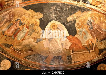 Ascension du Christ, victoire sur la mort dans l'église Chora, Istanbul, Turquie Banque D'Images