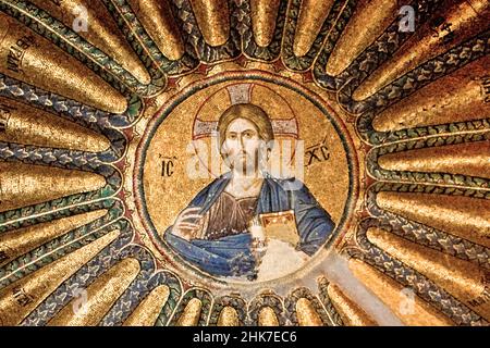 Pantocrator de Mosaic Christ dans l'église Chora, Istanbul, Turquie Banque D'Images