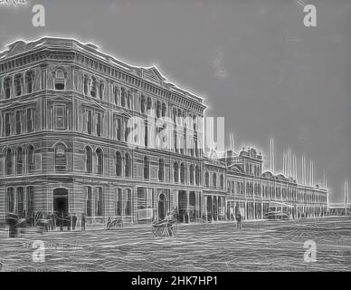 Inspiré par Queen St, Auckland, Burton Brothers studio, studio de photographie, Dunedin, Procédé de fabrication de plaques sèches en gélatine, bâtiment de l'Union Steam Ship Company of New Zealand Limited, repensé par Artotop. L'art classique réinventé avec une touche moderne. Conception de lumière chaleureuse et gaie, de luminosité et de rayonnement de lumière. La photographie s'inspire du surréalisme et du futurisme, embrassant l'énergie dynamique de la technologie moderne, du mouvement, de la vitesse et révolutionne la culture Banque D'Images