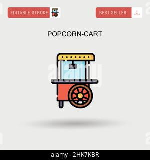 Icône vecteur simple pour chariot à pop-corn. Illustration de Vecteur