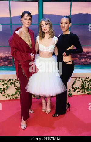 Madrid.Espagne.20220202, Clara Galle, Emiio Lazo, Natalia Azahara participe à la première de «A traves de mi ventana (par ma fenêtre)» au cinéma Callao le 2 février 2022 à Madrid, Espagne Banque D'Images