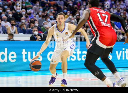 Madrid, Espagne.02nd févr. 2022.2nd février 2022; Wizink Center; Madrid; Espagne; Turkish Airlines EuroLeague Basketball; Real Madrid vs Olympiacos Pirée; Fabien Caueur (Madrid) 900/Cordone Press Credit: CORMON PRESS/Alay Live News Banque D'Images