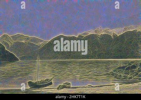 Inspiré par Head of Lake te Anau de Happy Cove, Nouvelle-Zélande, studio Muir & Moodie, 1904-1915, te Anau, lac, repensé par Artotop. L'art classique réinventé avec une touche moderne. Conception de lumière chaleureuse et gaie, de luminosité et de rayonnement de lumière. La photographie s'inspire du surréalisme et du futurisme, embrassant l'énergie dynamique de la technologie moderne, du mouvement, de la vitesse et révolutionne la culture Banque D'Images