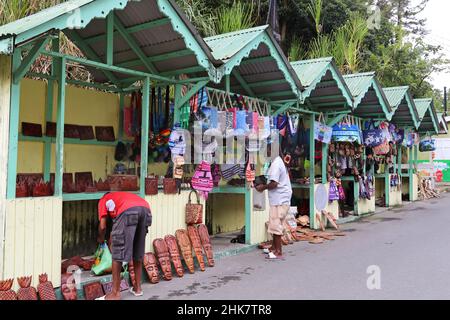 Boutiques de souvenirs, Sulphur Springs, Soufrière, Sainte-Lucie, Iles du vent,Antilles néerlandaises, Antilles néerlandaises, Mer des Caraïbes, Amérique centrale Banque D'Images