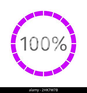 barre de chargement ronde remplie à 100 %.Symbole prêt.Icône de progression, d'attente, de mise en mémoire tampon, de transfert ou de téléchargement.Élément d'infographie pour site Web ou interface mobile.Illustration vectorielle plate Illustration de Vecteur